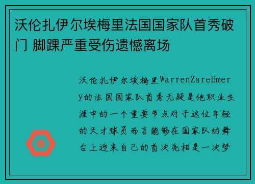 沃伦扎伊尔埃梅里法国国家队首秀破门 脚踝严重受伤遗憾离场
